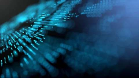 Blue futuristic stream Data Communication flying into digital technologic Stock Footage