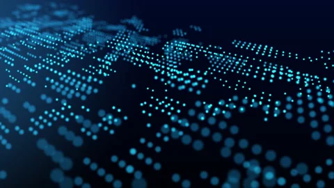 Blue futuristic stream Data Communication flying, digital technologic animat Stock Footage 141541999