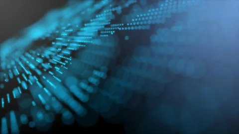 Blue futuristic stream Data Communication flying into digital technologic ani Stock Illustration