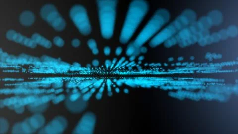 Blue futuristic stream Data Communication flying into digital technologic ani Stock Illustration