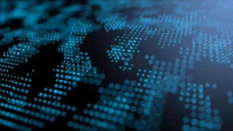 Blue futuristic stream Data Communication flying into digital technologic ani Stock Illustration