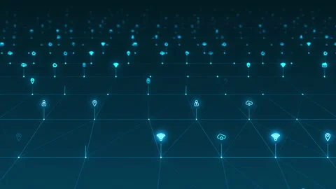 Blue futuristic technology icon connection abstract background Video stock 157802426