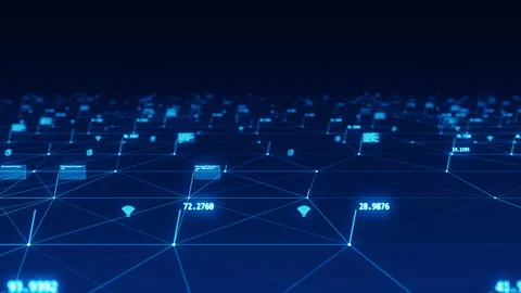 Blue futuristic technology icon network connection abstract background Stock Footage 157802523