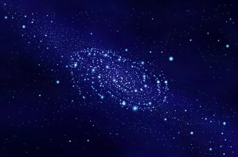 Blue galaxy in the deep space illustration 스톡 일러스트