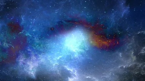 Blue galaxy nebula camera dolly into stars 4k 스톡 동영상 118538202