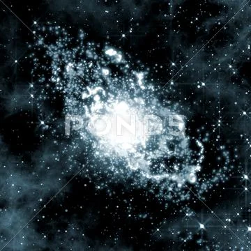 Blue Galaxy with star clusters and gases Stock Illustration