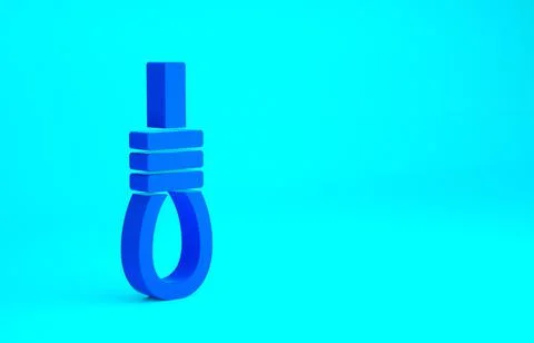 Blue Gallows rope loop hanging icon isolated on blue background. Rope tied in Stock Illustration