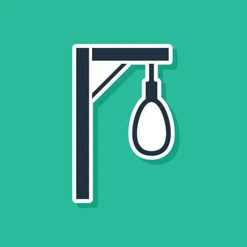 Blue Gallows rope loop hanging icon isolated on green background. Rope tied into Illustrazione stock