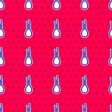 Blue Gallows rope loop hanging icon isolated seamless pattern on red background Stock Illustration