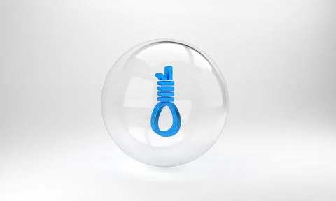 Blue Gallows rope loop hanging icon isolated on grey background. Rope tied in Stock Illustration