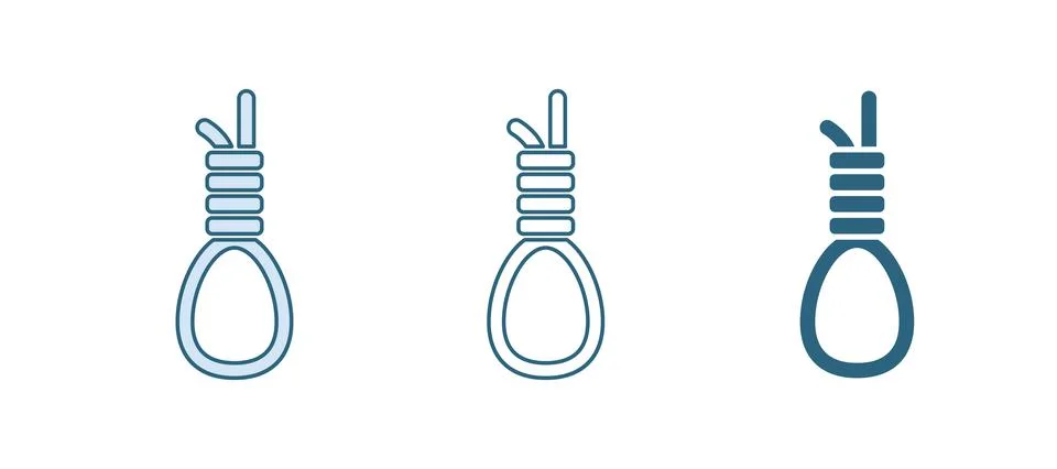 Blue Gallows rope loop hanging icon isolated on white background. Rope tied.. Stock Illustration