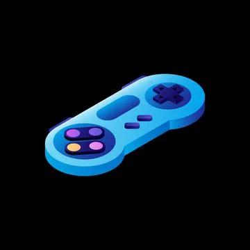 Blue Game Controller on Black Background Stock Illustration
