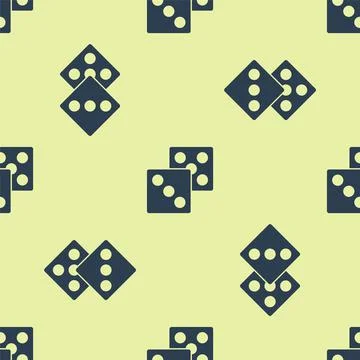 Blue Game dice icon isolated seamless pattern on yellow background. Casino Stock Illustration