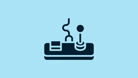 Blue Gamepad icon isolated on blue background. Game controller. 4K Video motion Stock Footage 230514917