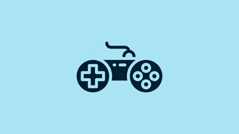 Blue Gamepad icon isolated on blue background. Game controller. 4K Video motion Stock Footage 230610988