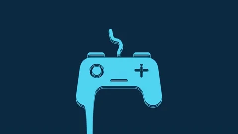 Blue Gamepad icon isolated on blue background. Game controller. 4K Video motion Stock Footage 235785010