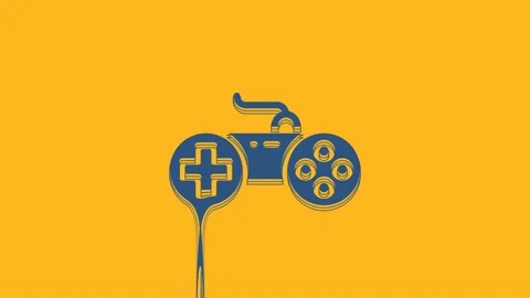 Blue Gamepad icon isolated on orange background. Game controller. 4K Video Stock Footage 234019075