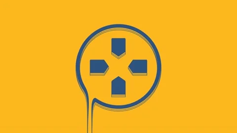 Blue Gamepad icon isolated on orange background. Game controller. 4K Video Stock Footage 234711361