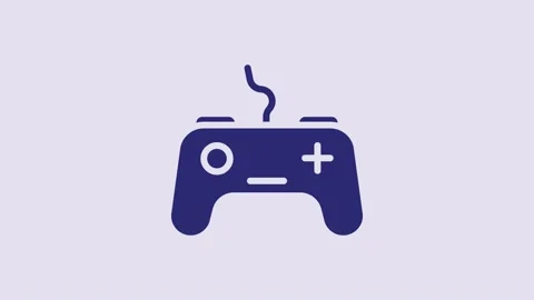 Blue Gamepad icon isolated on purple background. Game controller. 4K Video Stock Footage 232802327