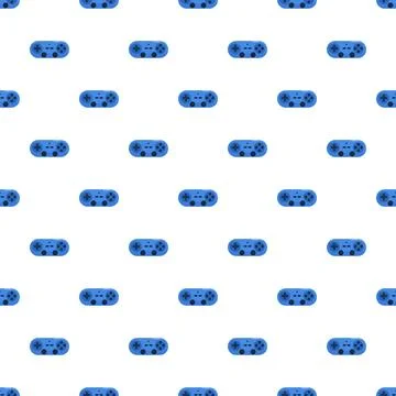 Blue gaming controller seamless pattern for video gamers Stock Illustration