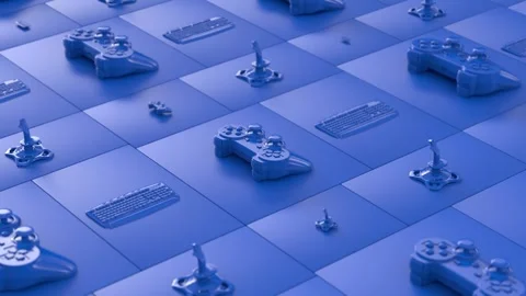 Blue Gaming Equipment Background Loop Game Controllers Background 動画素材 338180075