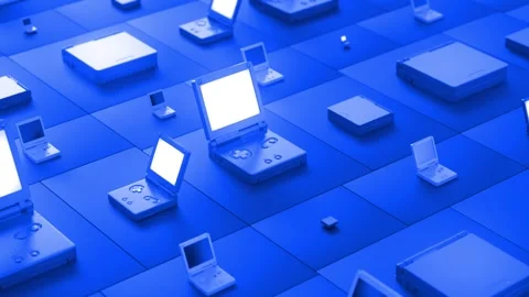 Blue Gaming Technology Equipment Pattern Controllers Background 動画素材 338181498