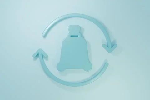 Blue Garbage bag with recycle symbol icon isolated on blue background. Tras.. Stock Illustration