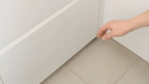 Blue Garbage bag replacement in small kitchen trash. Stock Footage 124505390