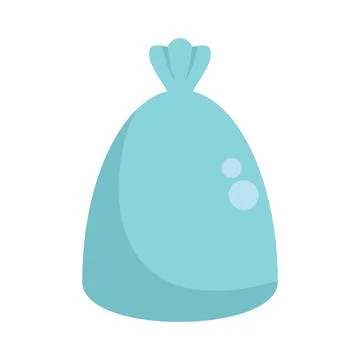 Blue garbage bag tied up with string for easy disposal Stockillustratie