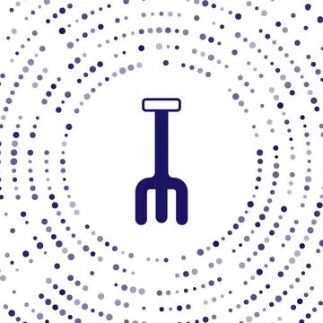 Blue Garden rake icon isolated on white background. Tool for horticulture Ilustração Stock