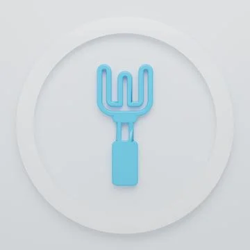 Blue Garden rake icon isolated on white background. Tool for horticulture, .. Ilustração Stock