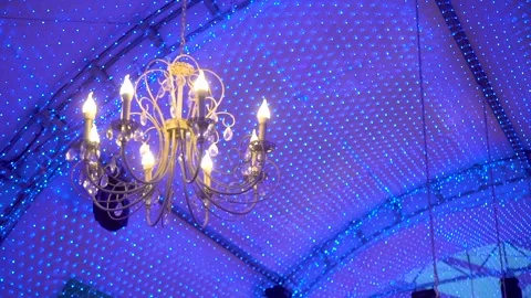 Blue garland on the ceiling Stock Footage 147444420