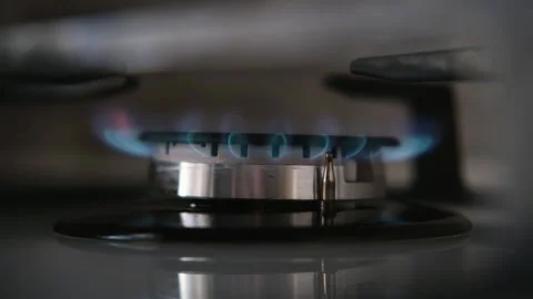Blue gas burner close up 스톡 동영상 309672283