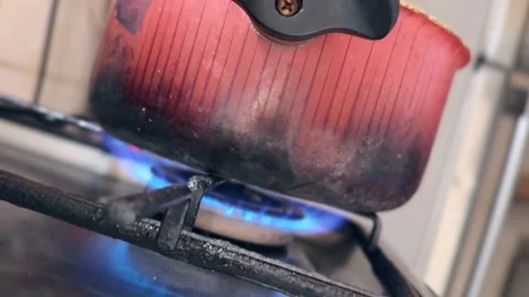 Blue Gas Flame Burning Rusty Iron Grate Close Up 스톡 동영상 332628539