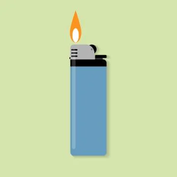 Blue gas lighter with fire Stock Illustration