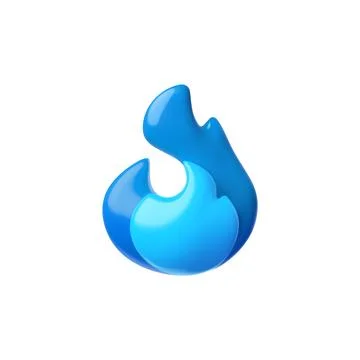 Blue gas or fire flame 3D plastic icon, burning bonfire, sprite of fire emoji Stock Illustration