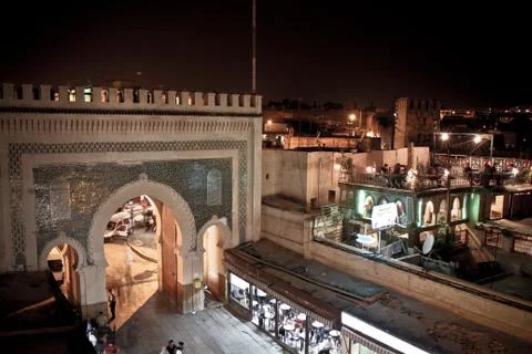 Blue gate of Fez, Morocco Stock Photos