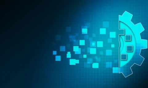 Blue gear for artificial intelligence and big data concept Stock Illustration