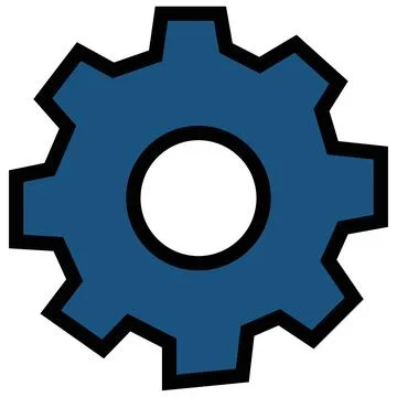 Blue Gear Cog Machine Settings Flat Vector Icon Stock Illustration