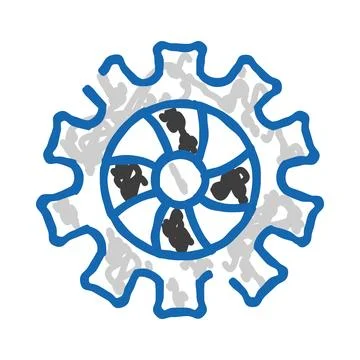 Blue gear icon representing teamwork and collaboration 스톡 일러스트