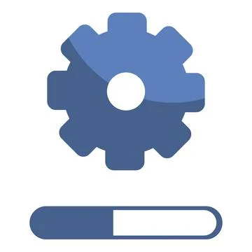 Blue gear icon showing software update progress Illustrazione stock