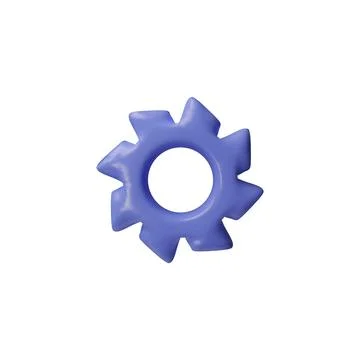 Blue gear tool 3D vector, mechanism wheel with corners, cogwheel construction Illustrazione stock