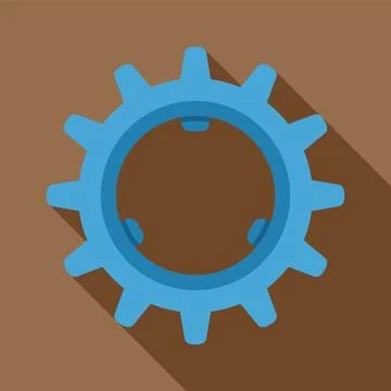 Blue gear wheel casting long shadow on brown background Stock Illustration