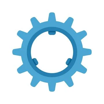 Blue gear wheel rotating on white background Stock Illustration