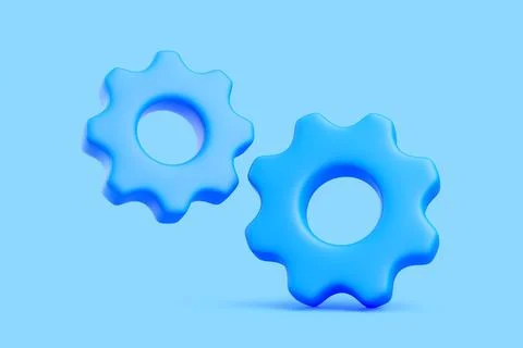 Blue Gear Wheels Icon on Light Background Stock Illustration