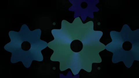 Blue gears on black background technology. Stock Footage 334686185