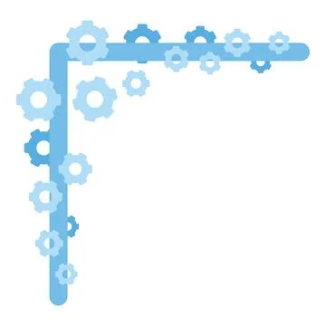 Blue gears forming technology corner border design Stock Illustration