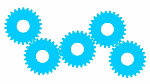 Blue gears spin 2 white Stock Footage 199397165