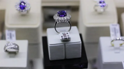 Blue gem ring Stock Footage 33421197