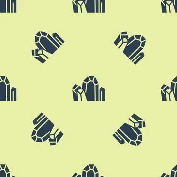 Blue Gem stone icon isolated seamless pattern on yellow background. Jewelry Illustrazione stock